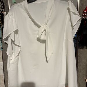 SHEIN White Tie-Neck Blouse